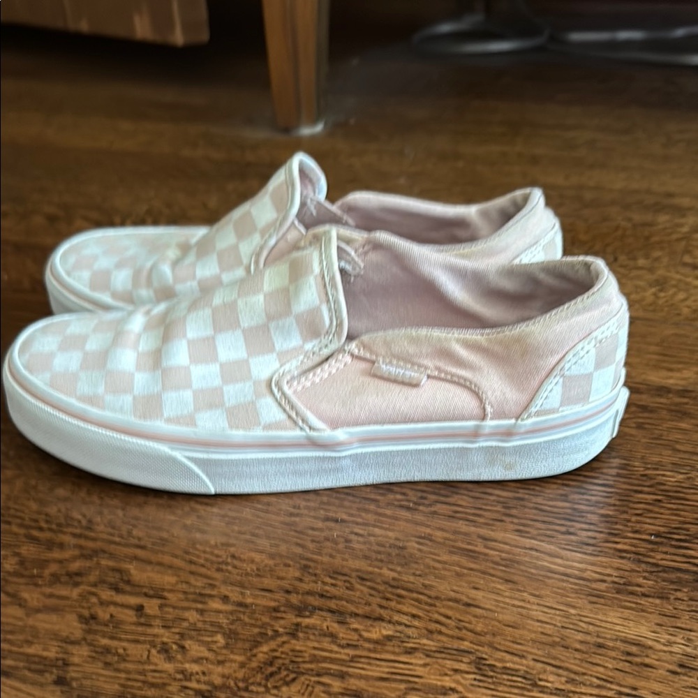 Vans Pink and White Checkered Sneakers - size 7